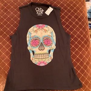 Chaser grey tank with skull NWT
